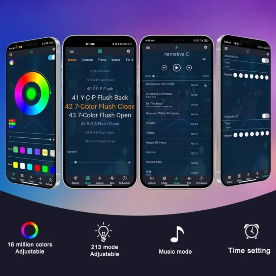 200+ Mode Smart RGBIC Firework Light APP Control USB 5V LED Strip Light Bluetooth Neon Strip Christmas Party Bedroom Decor Light