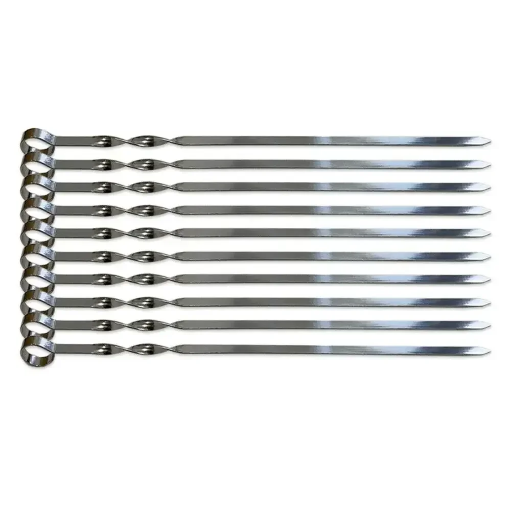 10pcs 50cm Stainless Steel Long Barbecue Kebab Food Meat Skewers Outdoor Camping Grill Bbq Tools