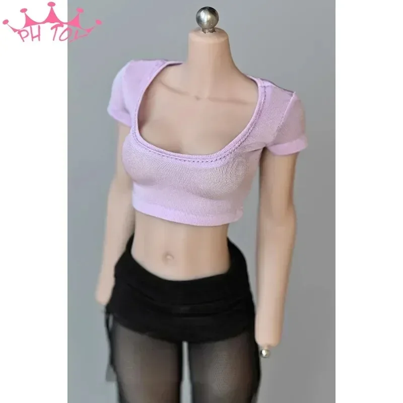 1/6 スケール女性兵士トレンディなセクシーなショートウエストスリム Tシャツ服モデル 12 "アクションフィギュア Tbl Ph 人形アクセサリー