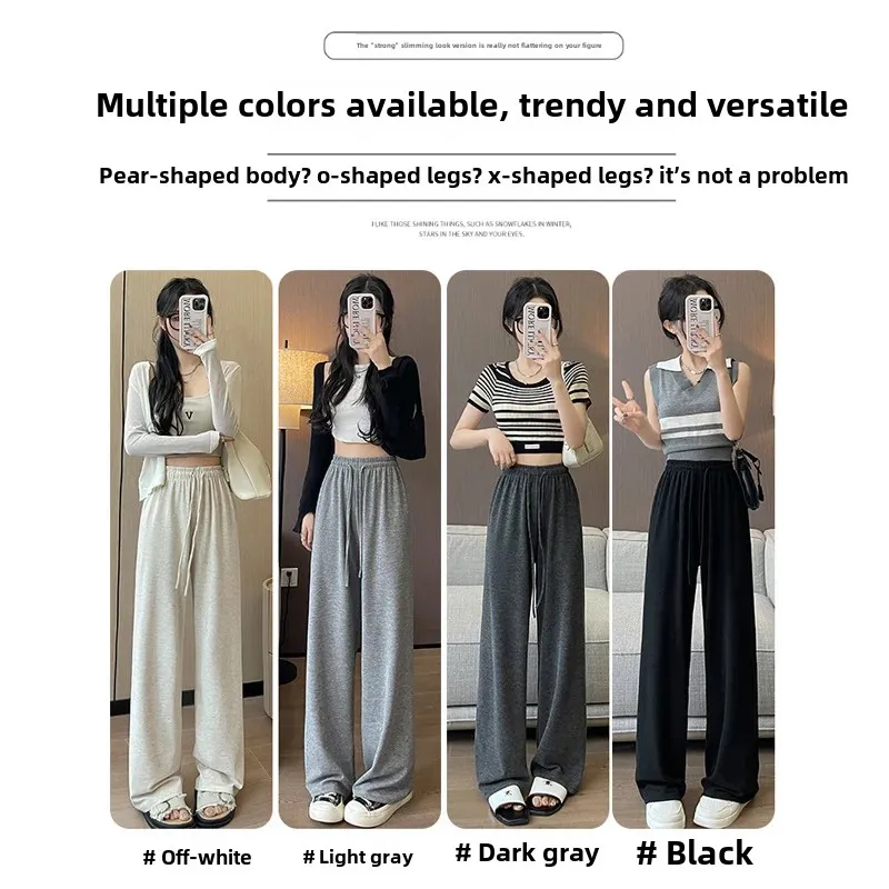 Greyknit Women's High-Waisted Draped Straight-Leg Pants Soft And Supple Lazy Bell Bottoms Spring Autumn 2025 New Style