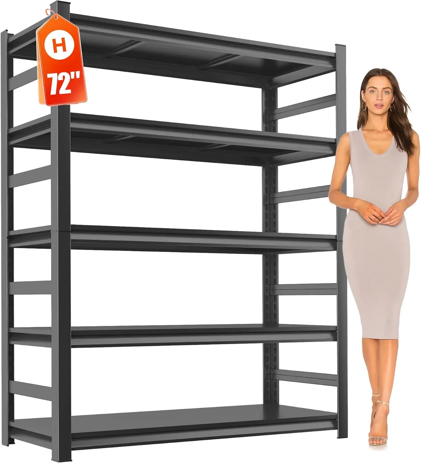 Metal Garage Shelving Unit, Heavy Duty 5-Tier Adjustable Storage Rack, Steel Shelving, 3000 Lbs Capacity, Industrial Shelves