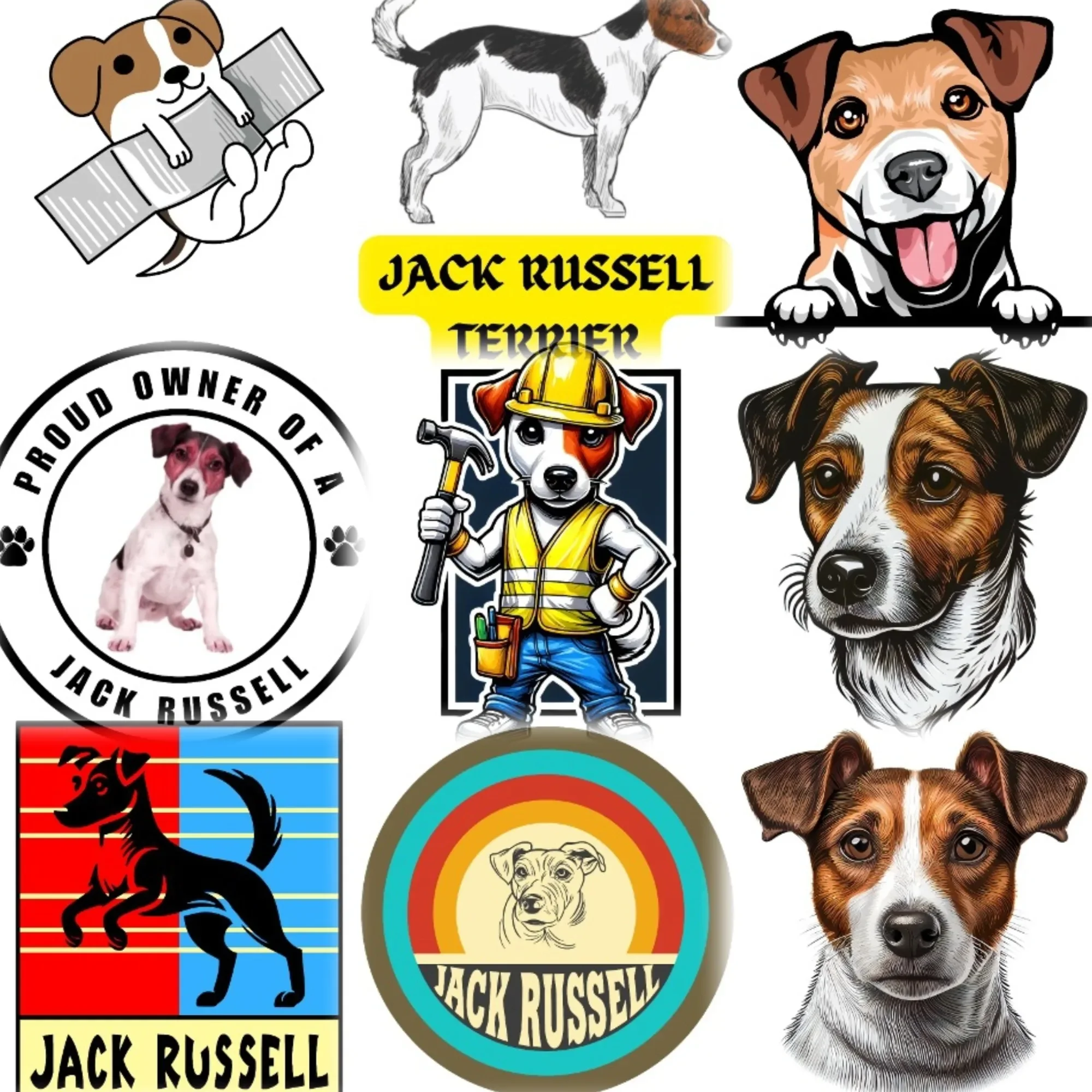 Jack Russell Terrier Dog Cute Pet Sticker Helmet Car Bicycle Van Fridge Motorcycle Wall Decal Accessories Customizable Size