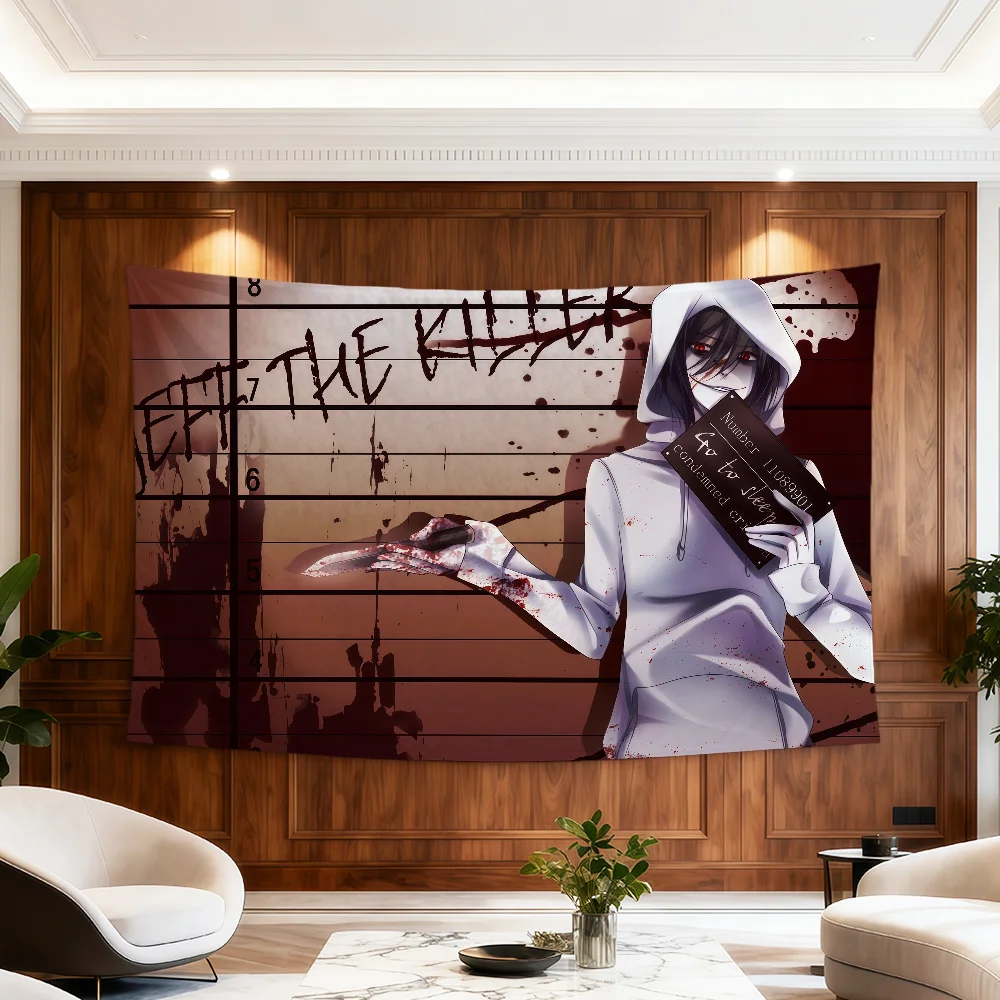 Cartoon Jeff The Killer Flagge für Zimmer, Wohnheim, Party, Hogar, Nachttisch, Wohnzimmer, Wandbehang, Gartendekoration, Banner, Geschenk – Detail 16