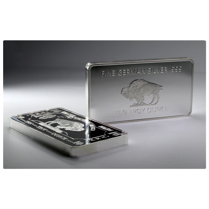 Non Magnetic 10 OZ  Buffalo USA Badge Silver Plated Coin  German Collectible Decoration Commemorative Vacuum Sealed Pack Bar