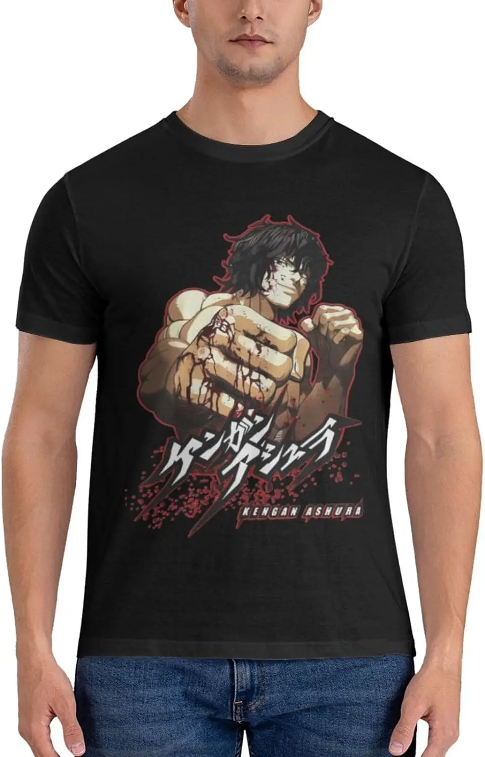 Kengan Anime Ashura Shirt Men\'s Breathable Custom Cotton Short Sleeve Tshirt Fashion Casual Tops Tees Black