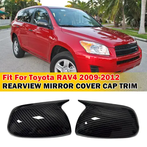 Para Toyota RAV4 2009-2012 2x pegatina de coche cubierta de espejo retrovisor lateral tapa de ala puerta Exterior vista trasera embellecedor de fibra de carbono ABS