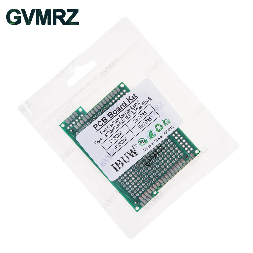4pcs Green Assorted Size PCB Prototype Board 2x8/3x7/4x6/5x7CM Universal Breadboard for Arduino DIY Electronics Project