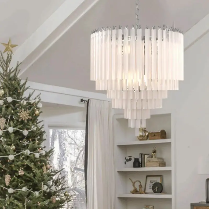 Round Murano Glass Chandelier White Glass Circle Hanging Chandeliers Murano Ceiling Pendant Light For Dining Living Room Bedroom
