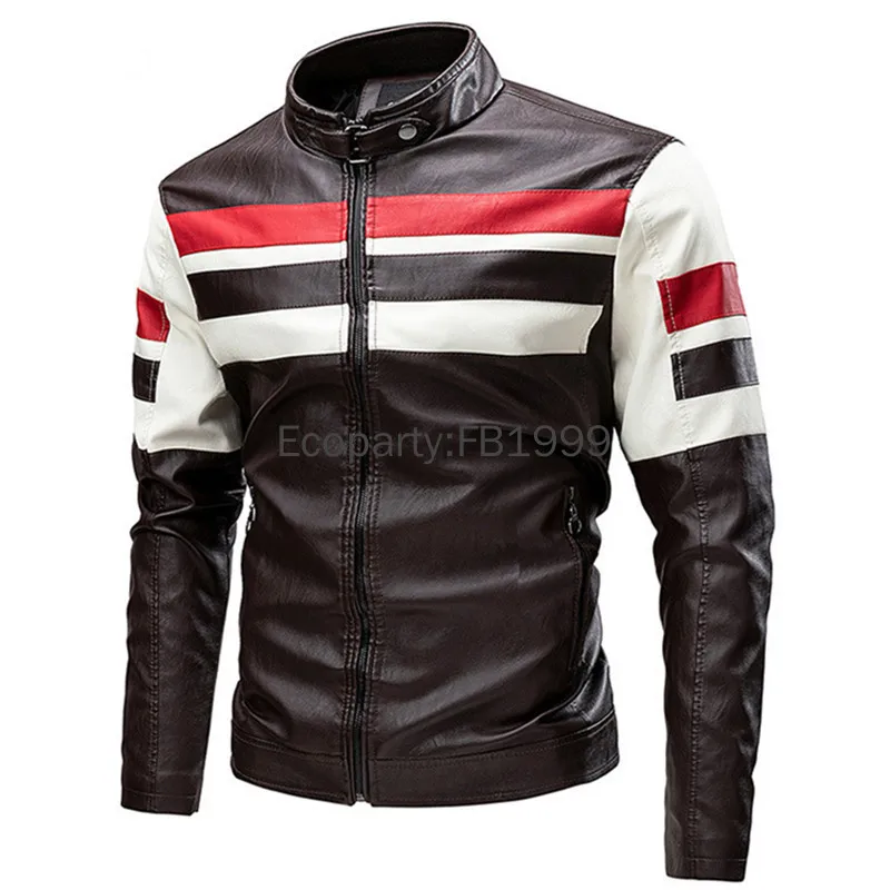 2024 Men's Pu Leather Motorcycle Jackets Fashion Slim Stand Collar Zipper Coats Male Business High-Grade Casual Leather Jackets