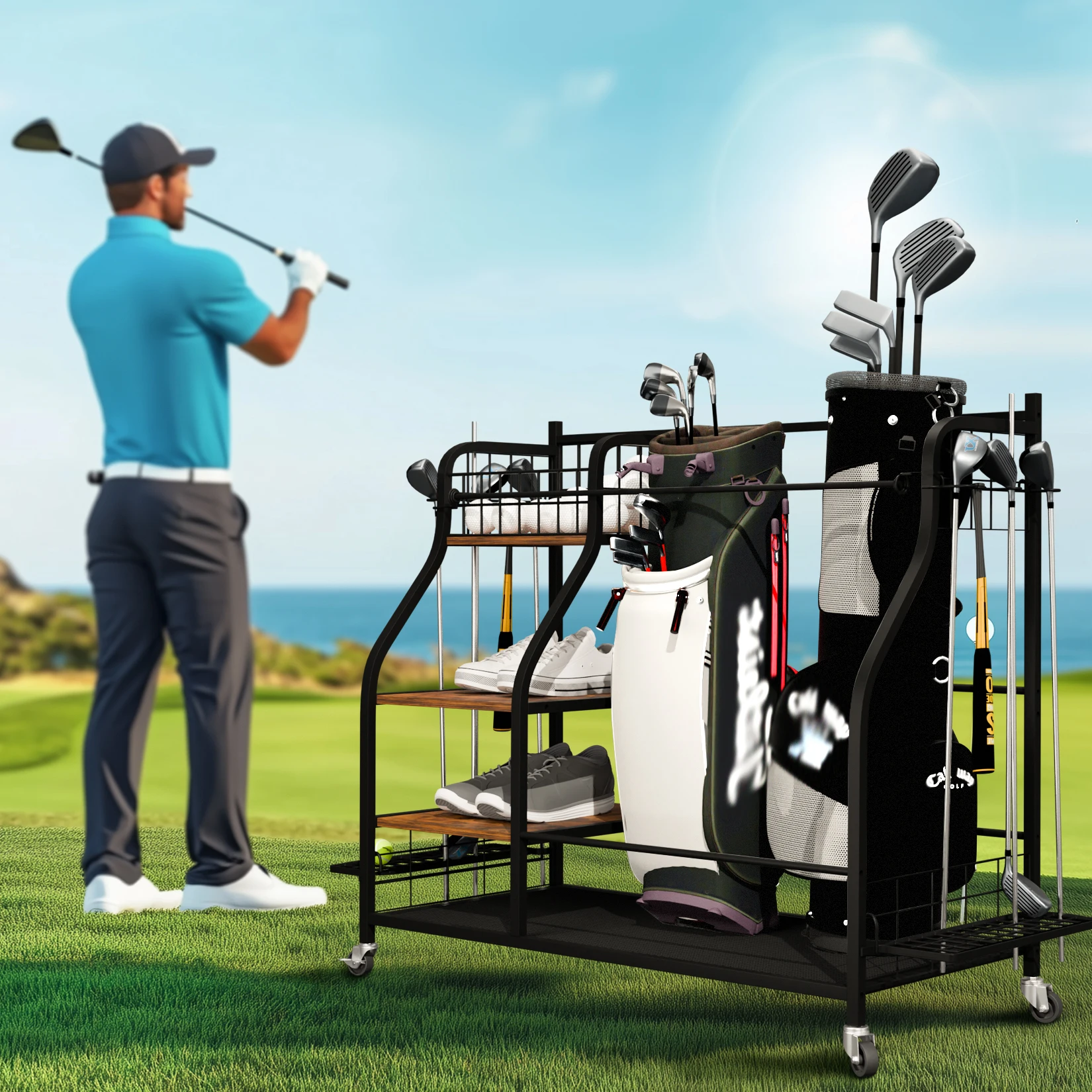 Rak Penyimpanan Golf Beroda, O - Golf Equipment Organizer For Garage ulasan dan harga
