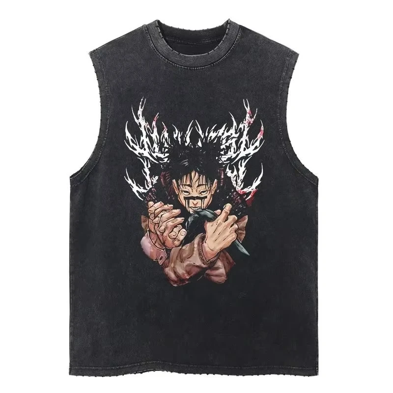 

2026 Jujutsu Kaisen Men's and Women's Washed Vest Toji Fushiguro Japan Anime Comfortable and loose men's summer t-shirts
