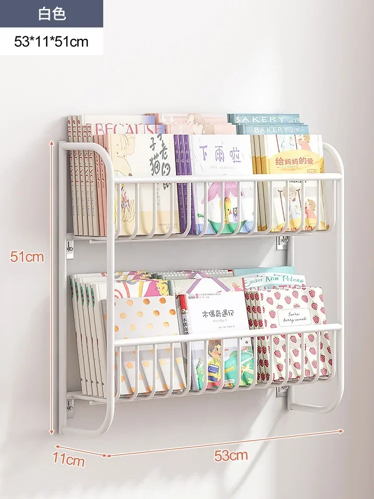 

B Wall Bookshelf Children Storage Hanging Wall Iron Art Floor Small Large Capacity Bookcase Minimalist Kitaplik Modern Furniture