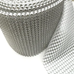 Free shipping Factory price 10yards  plastic base 24rows rhinestone mesh with high quality clear strass crystal trimming chains