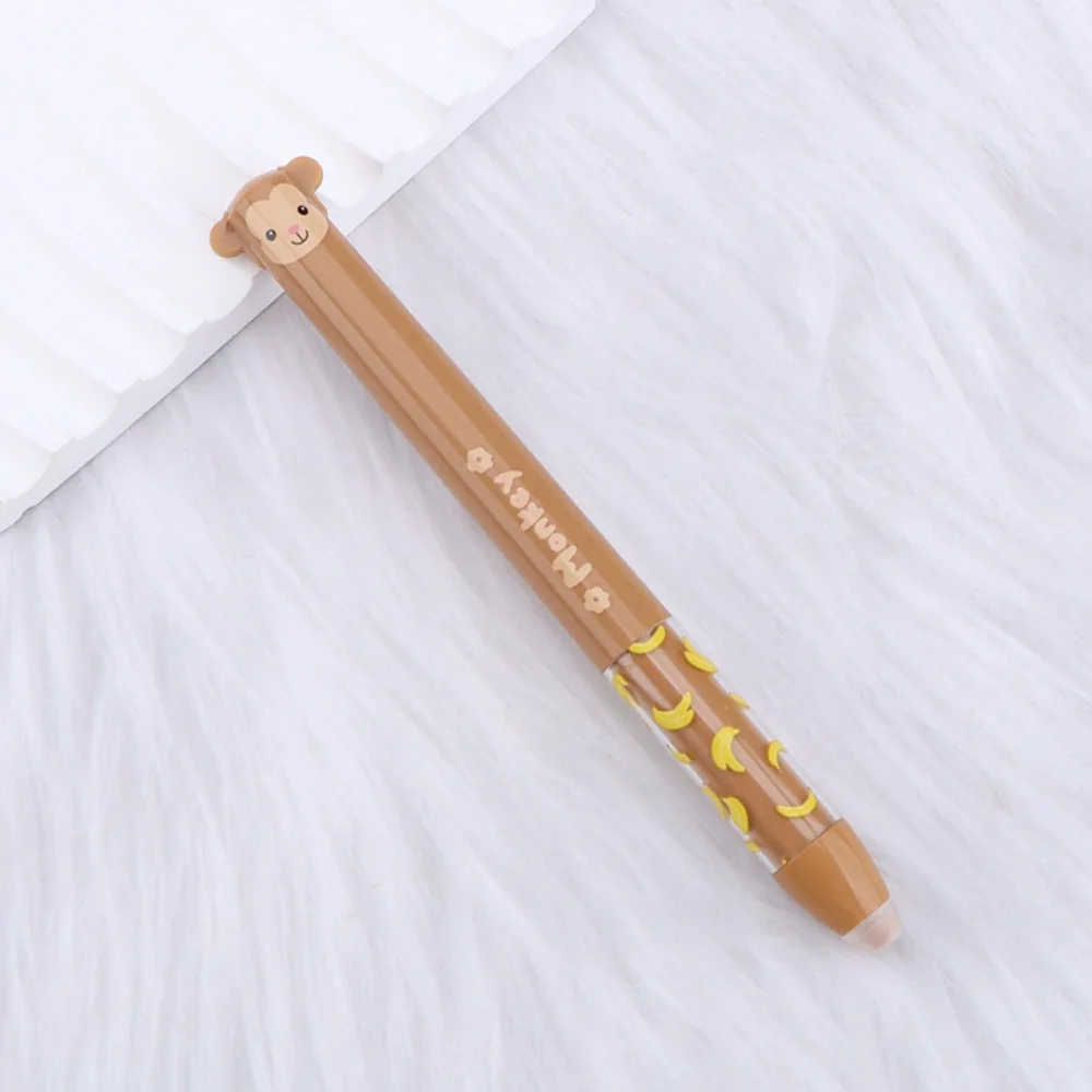 

Cartoon Erasable Ballpoint Pen Animal Design Quick-drying Gel Pen Double Ink Color Neutral Pen Student Test