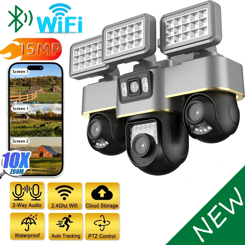 

Video Surveillance Camera WIFI 3 PTZ Lens 3 Screen Human Detection CCTV Outdoor Camera Night Vision Security Protection Cameras