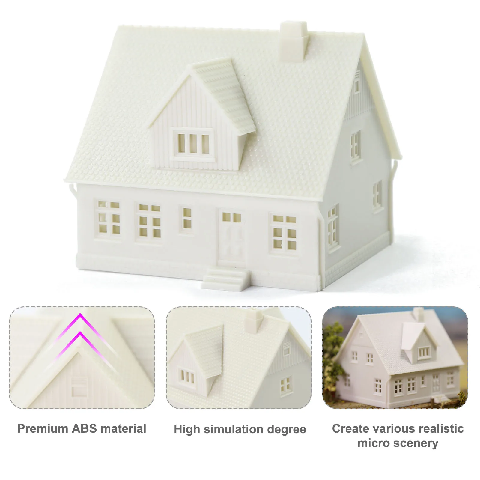 Evemodel 1pc N Scale 1:160 Model Village House White Unassembled Architectural Building