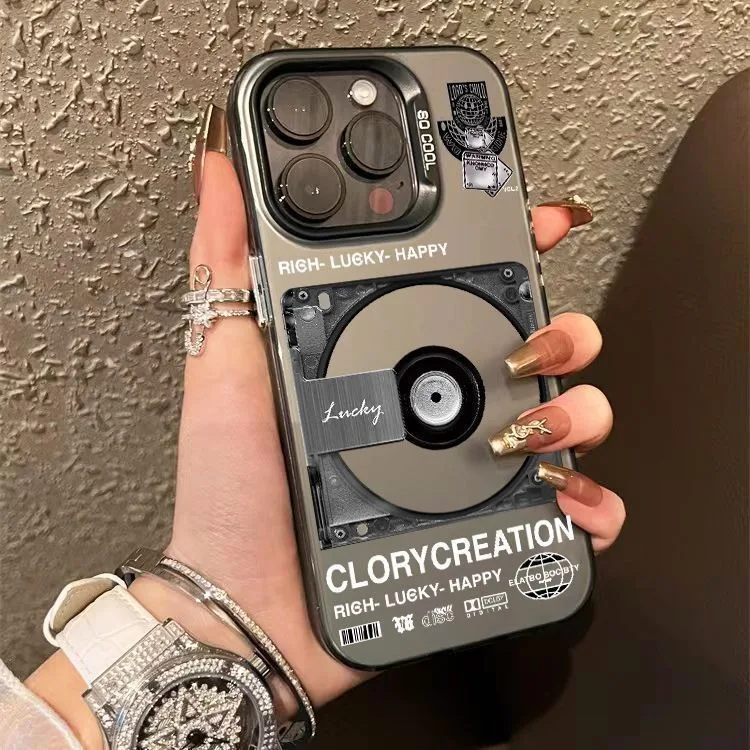 Y2K Retro CD Disc Phone Case For iPhone 17 16 11 13 Plus 12 14 15 Pro Max 16E 17 Air Streetwear Hip Hop Lucky Quote Print Cover