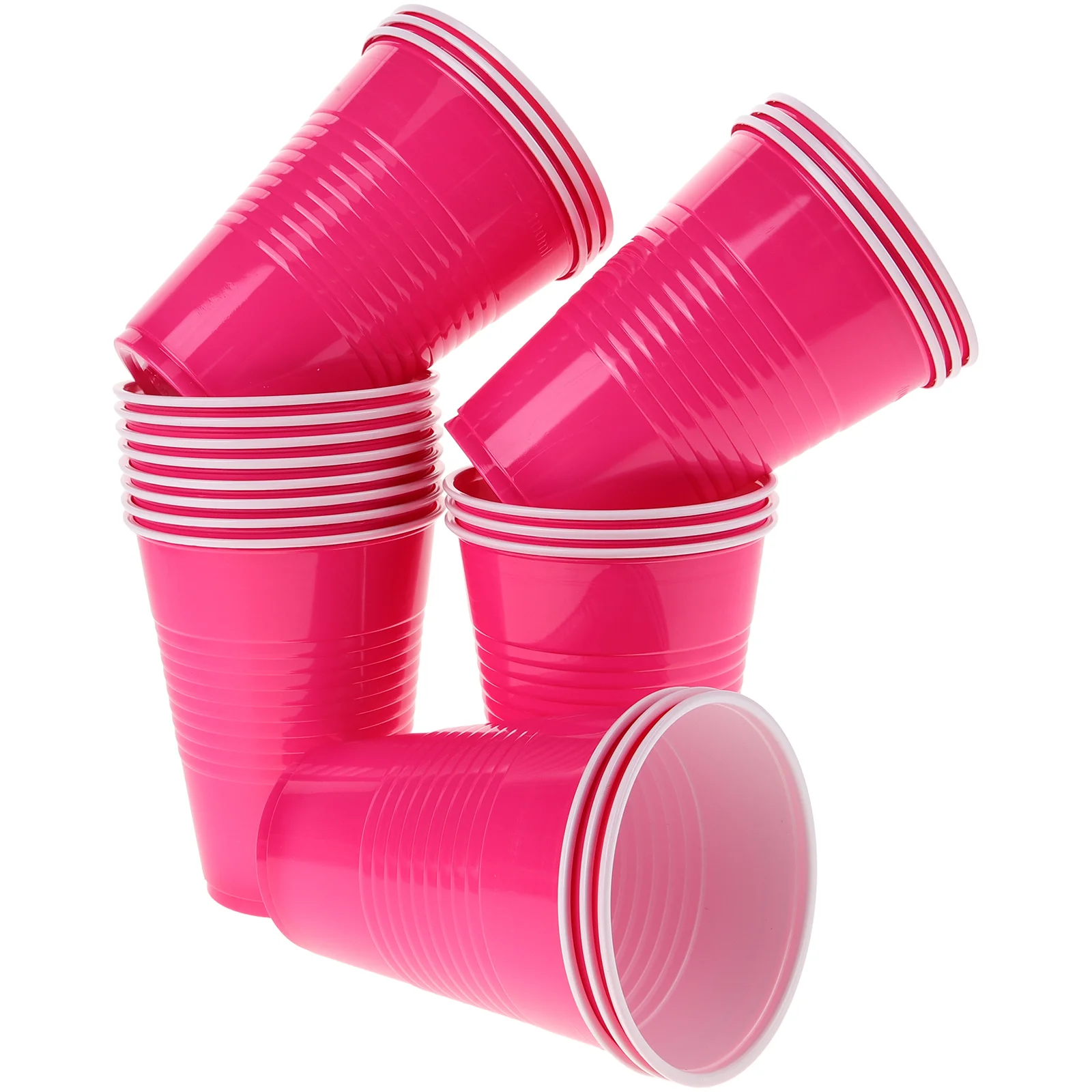 Disposable Party Cup Birthday Decoration (rose Red 16oz Plastic 20pcs) Juice Cups Decorative Beverage Cocktail Glasses