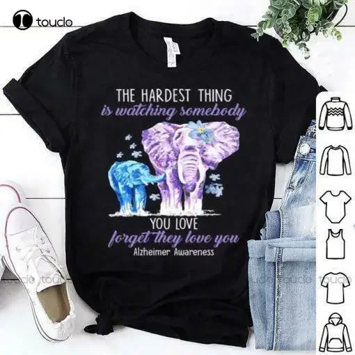 Elephants Alzheimer Awareness Unisex T Shirt Adult Gift Funny Shirt T Shirts For Women Custom Aldult Teen Unisex Xs-5Xl Gift