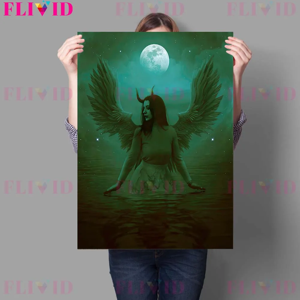 Shaman Lady And Wishing Tree Vintage Wall Art Canvas Painting The Star Moon Witch Art Poster And Print Home Decoration Unframed