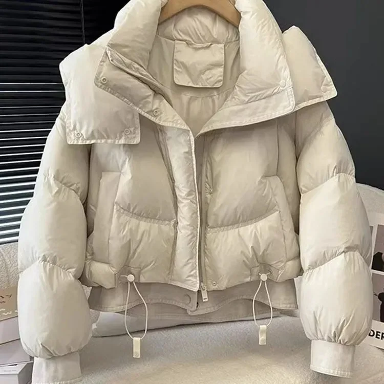 Cappotto da donna in cotone Faion Winter 2025 ort Thi caldo con cappuccio in denim patchwork coreano Sle Bread Coat Marchio Tagkita