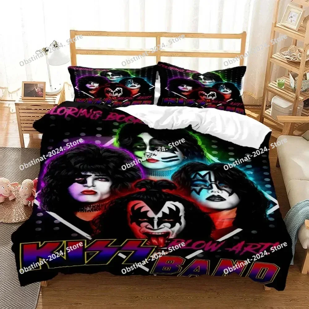 

Fashion Kiss Band Rock Bedding Set Printed Bed Set With Pillowcase Bed Duvet Cover Soft Single Double Queen Super King Size