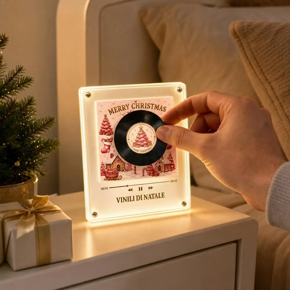 クリスマス回転ディスクカラオケマシン冷蔵庫マグネット音楽プレーヤーセット冷蔵庫レコードnfc磁気ミュージックボックス回転ターンテーブル