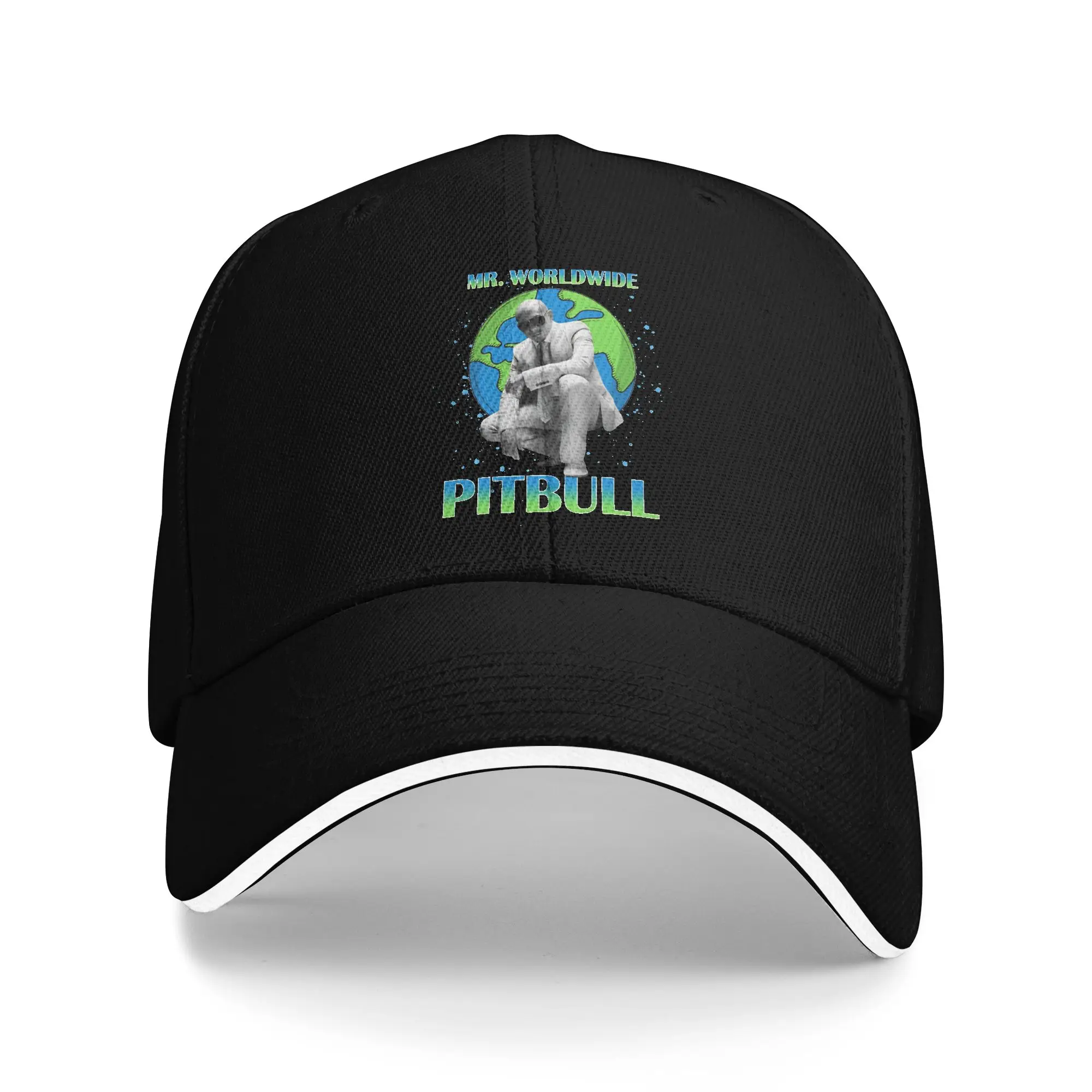 Gorra de béisbol Snapback para hombre, estilo Trucker, con diseño de Pitbull en color verde azulado degradado, Mr Worldwide Globe Splash Sun, para verano y streetwear