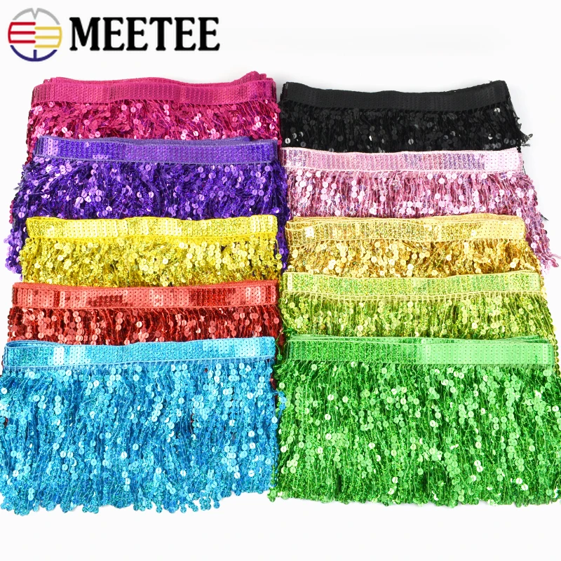 1-5Meters 16cm Beaded Tassel Fringe for Clothes Sequin Latin Dress Garment Lace Trim Skirt Trimming Ribbon DIY Sewing Accessory
