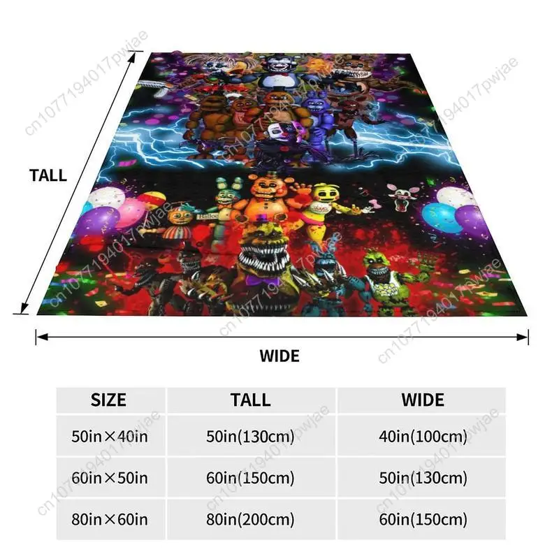 Five Nights at Freddy's Best Five Nights Horror Video Super Soft and Comfortable Flannel Plush Blanket for Sofa Custom Blankets