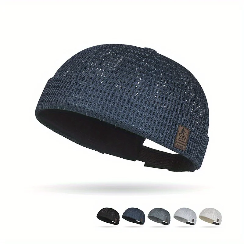

Mesh breathable brimless melon skin hat with adjustable hip hop men's and women's yuppie landlord Tang hat