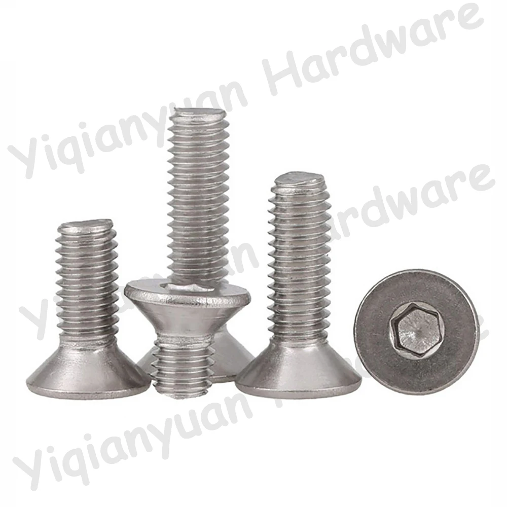 6#-32 UNC Thread DIN7991 SUS304 Stainless Steel Hexagon Socket Countersunk Head Screws Allen Key Bolts Flat Hex Screws