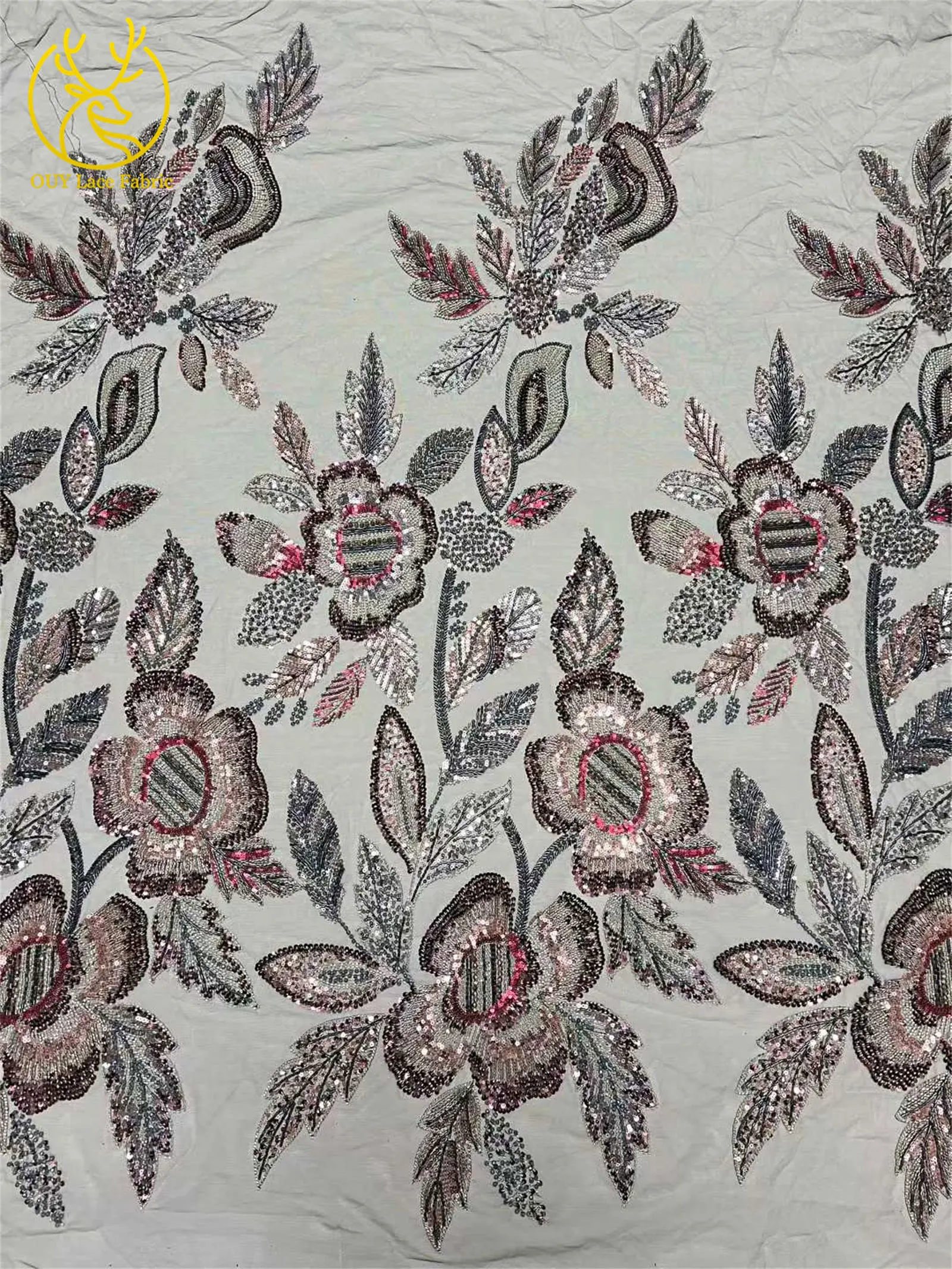 Eleganter Hochwertiger Afrikanischer Spitzenstoff 2026 Königlich Bestickte Französische Pailletten-Spitze für Damenkleider Hochzeitskleidung Näharbeiten – Detail 7