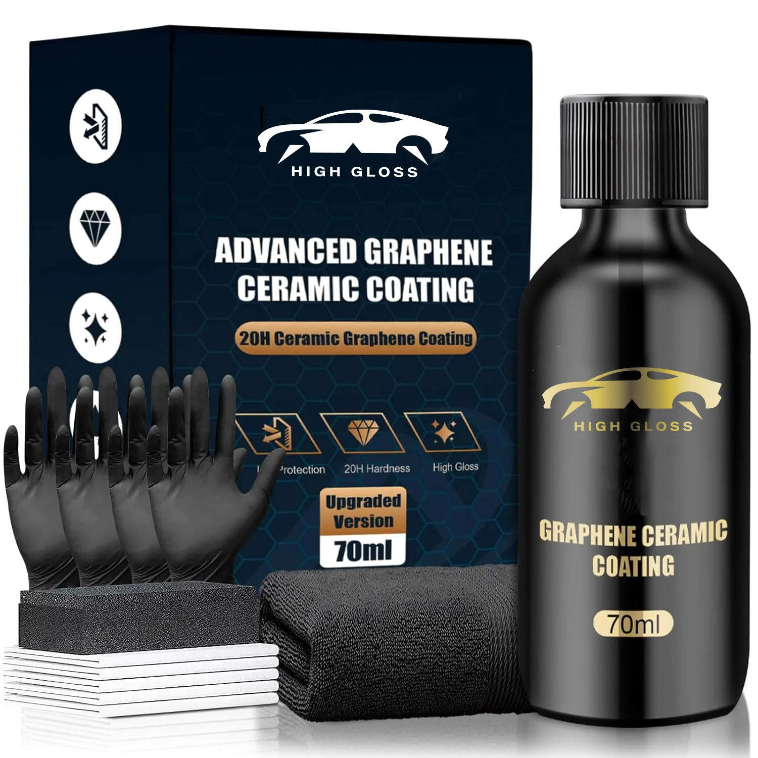 

Graphene Ceramic Coating Advanced 20H Ceramic Coating for Cars High Gloss Nano Graphene Coat Kit Hydrophbic Mirror Paint