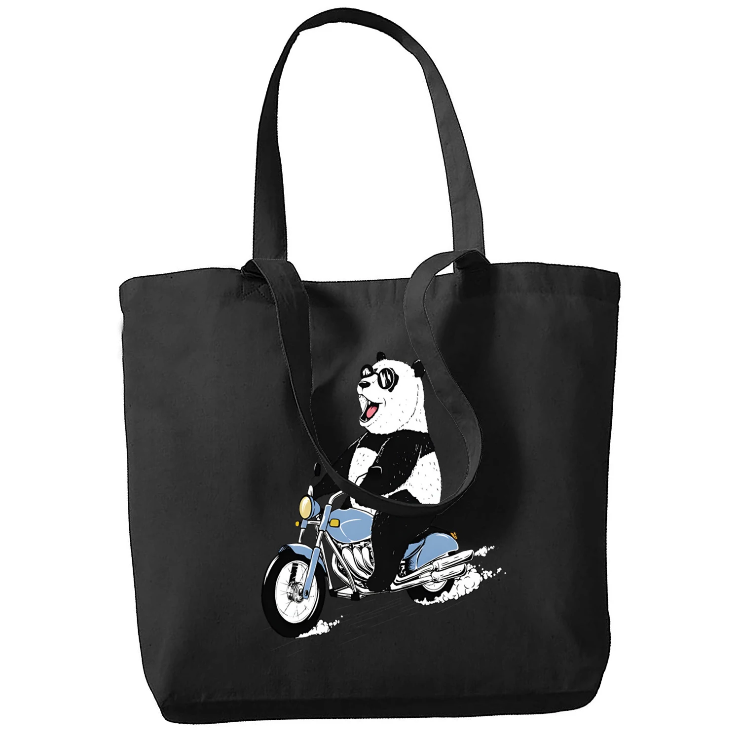 All I Want To Do Is Panda No Today Print Reusable Shopping Bag Women Canvas Tote Bags Printing Bag Cartoon Shopper Shoulder Bags