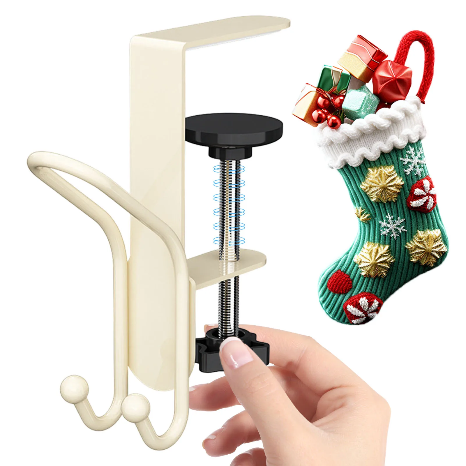 2 in 1 Stocking and Garland Hanger with Hooks No-Drill Stocking Hangers Christmas Stockings Holder Hanger for Shelf Table Edge