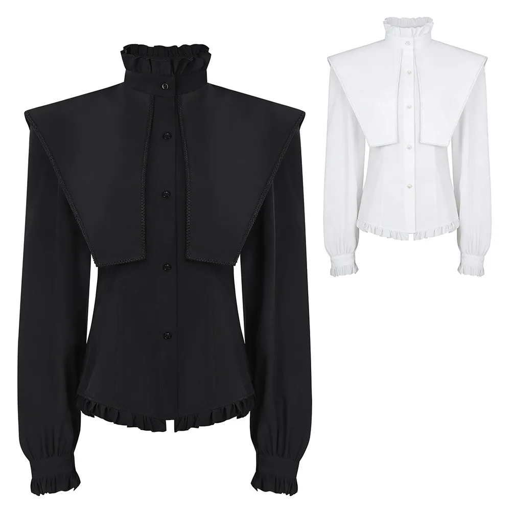 

Punk Ruffle Gothic Shirt - Medieval Steampunk Victorian Vintage Top