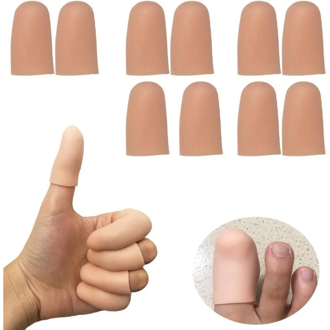 Protectores de Dedos de Gel de Silicona Tamaño Mediano, Fundas Flexibles y Suaves para las Puntas de los Dedos con Ajuste Cómodo, Protegen los Dedos y Alivian el Malestar de Forma Eficaz Ideal para el cuidado diario de los dedos, previene la fricción y el dolor leve en las actividades cotidianas.