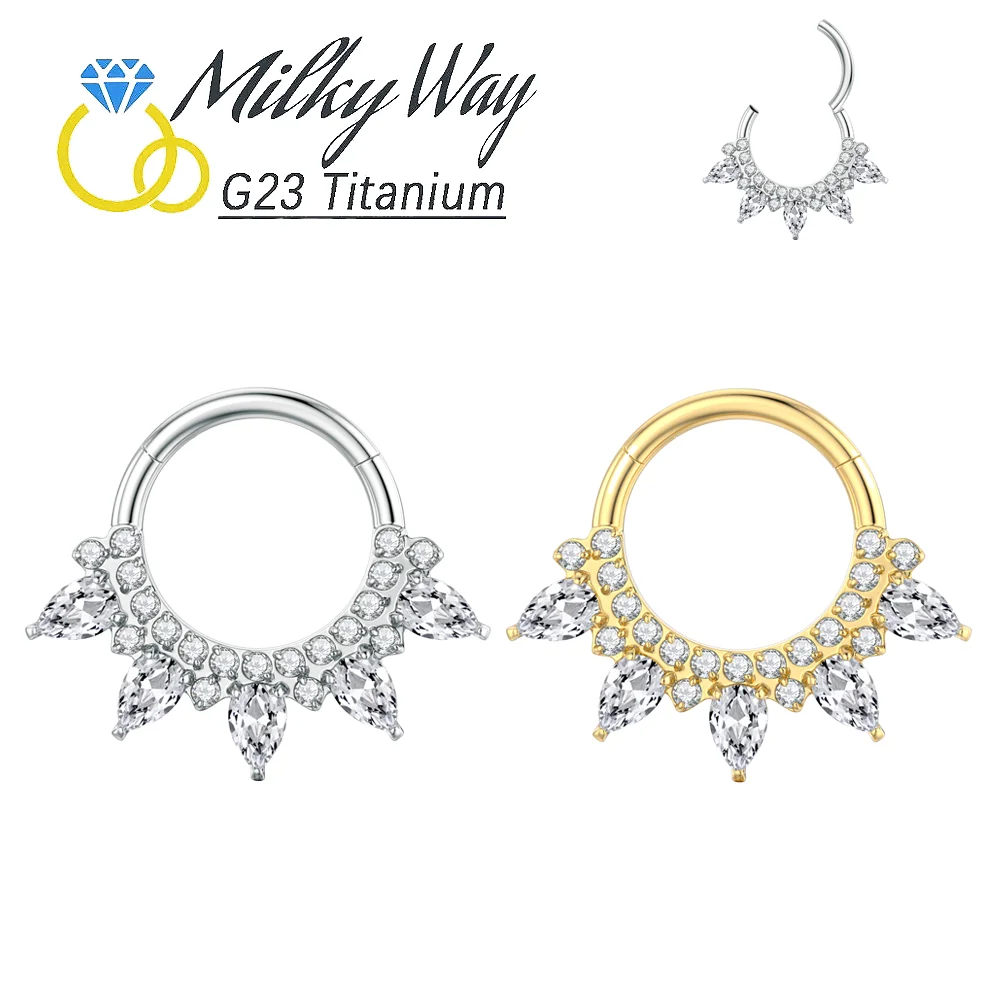 

Milky Way G23 Titanium Earrings 16G Hoop 5A CZ Sexy Nose Rings Ear Cartilage Helix Daith Piercing Fashion Jewelry For Women