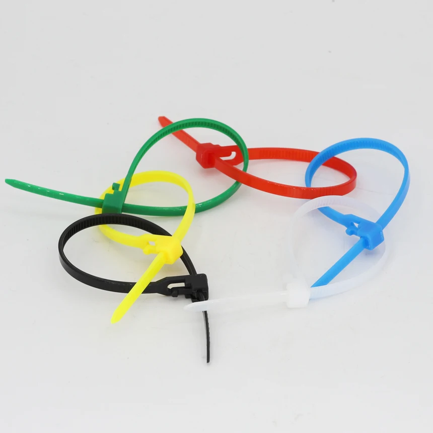 8*150/200/250/300/350/400/450/500/600 7.5mm Width Nylon Plastic Ziptie Releasable Strap Wrap Clamp Reusable Zip Ties Cable Tie