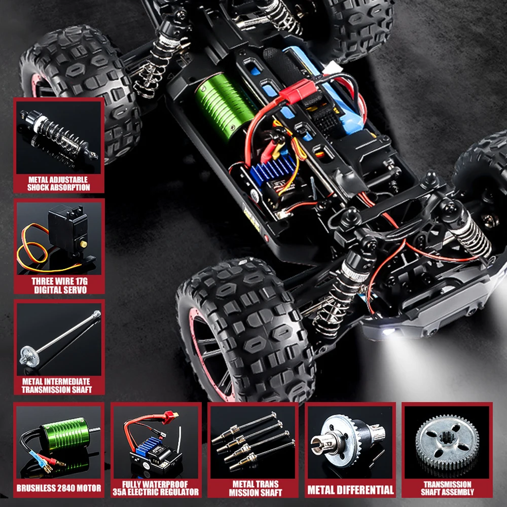 HBX 2105A T10 1:14 75KM/H RC Car 4WD Brushless Remote Control Cars High Speed Drift Monster Truck for Kids vs Wltoys 144001 Toys