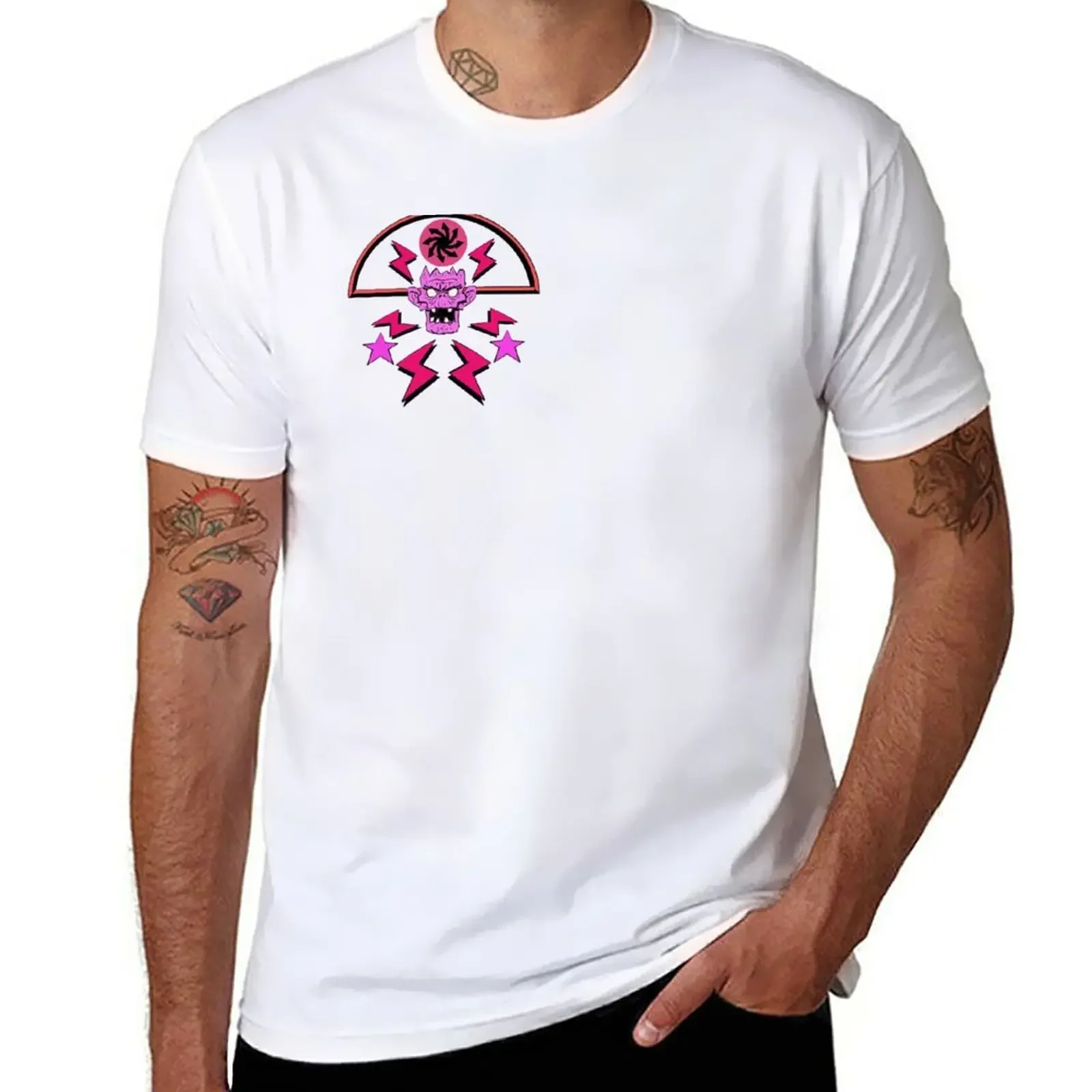 

New the rock lightning skull T-Shirt custom t shirt anime t shirts shirts graphic tees anime stuff oversized t shirt men
