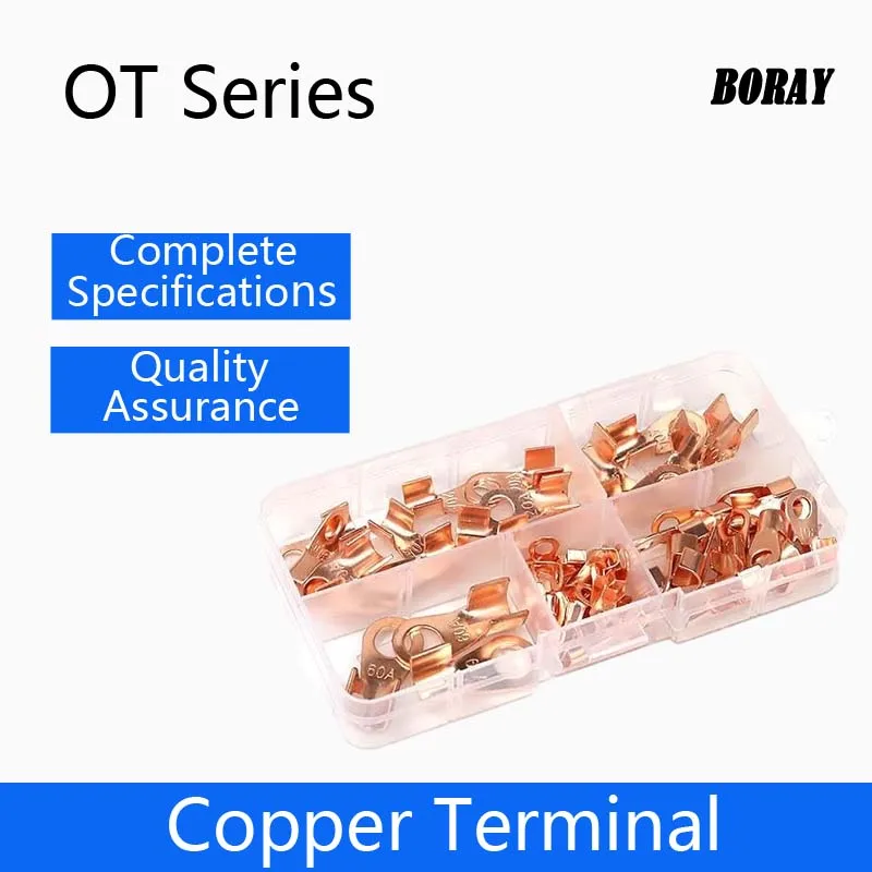 5PCS 10PCS 20PCS OT-60A/80A/100A/150A/200A/250A Marine Grade Pickled Copper Terminal Open Mouth Ring Lugs Connectors