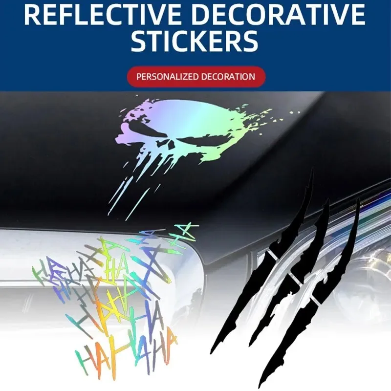 

Череп Дьявол Коготь Ха-ха Наклейка Мотоциклетный Автомобильный Шлем Черная Лазерная Светоотражающая Наклейка