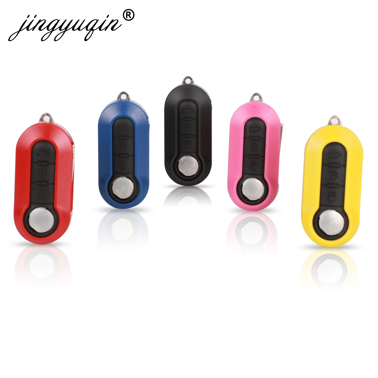 jingyuqin 10pcs 3 Buttons Flip Remote Key Shell for FIAT 500 Panda Punto Bravo Peugeot Citroen Car Fob Alarm COMBO Housing Case