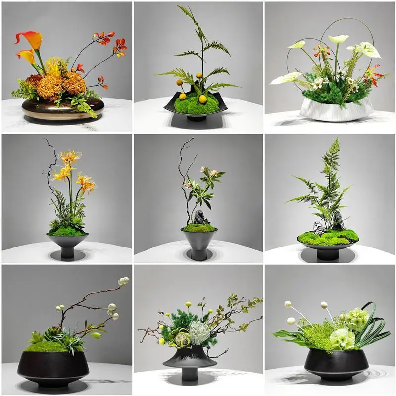 Chinese simulation flower art green plant moss hotel dining table living room coffee table front desk potted plant landscaping