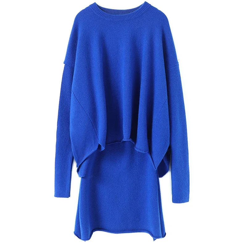 2 Piece Set 100% Cashmere Winter Warm Sweater Women New Latest Fashion for Women Clothes High Street  Knitted Fabric