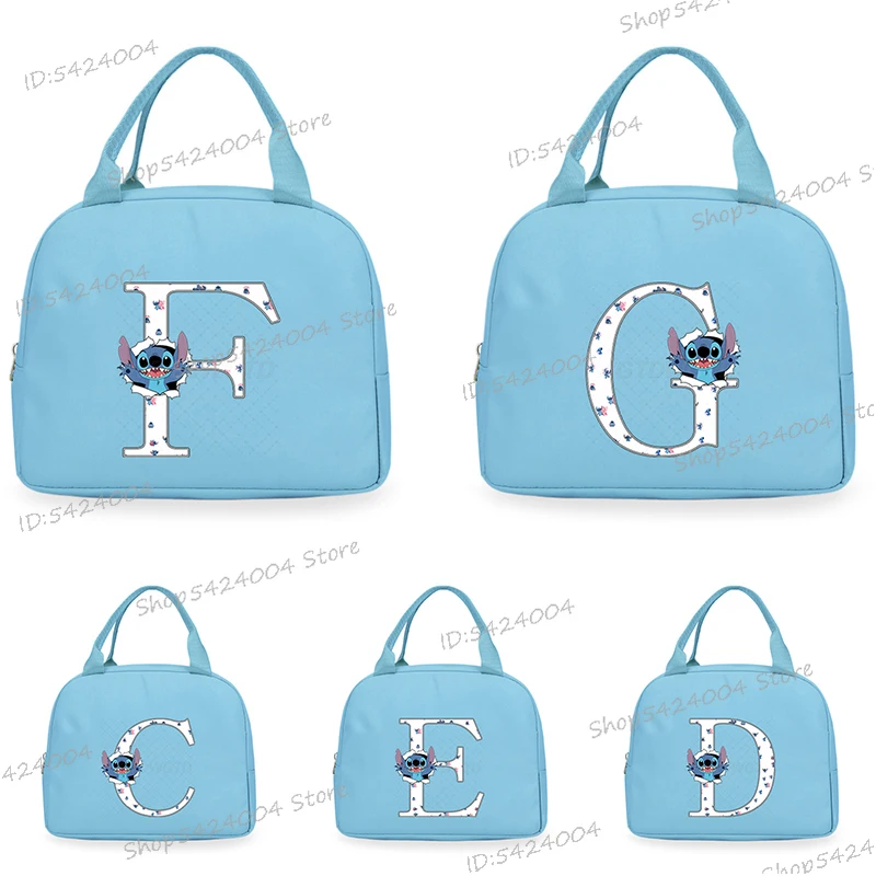 

Stitch Cartoon Letter Lunch Bag Women Thermal Cooler Boys Girls Cute School Office Lunch Box Large Capacity Picnic Tote Bags Men