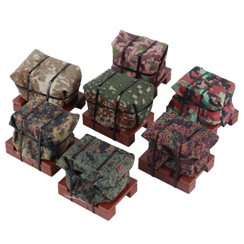 MOC Military Figures Weapon Accessories Building Blocks Camouflage Airdrop Package Gun Medical Box Mini Brick DIY Toys For Kids