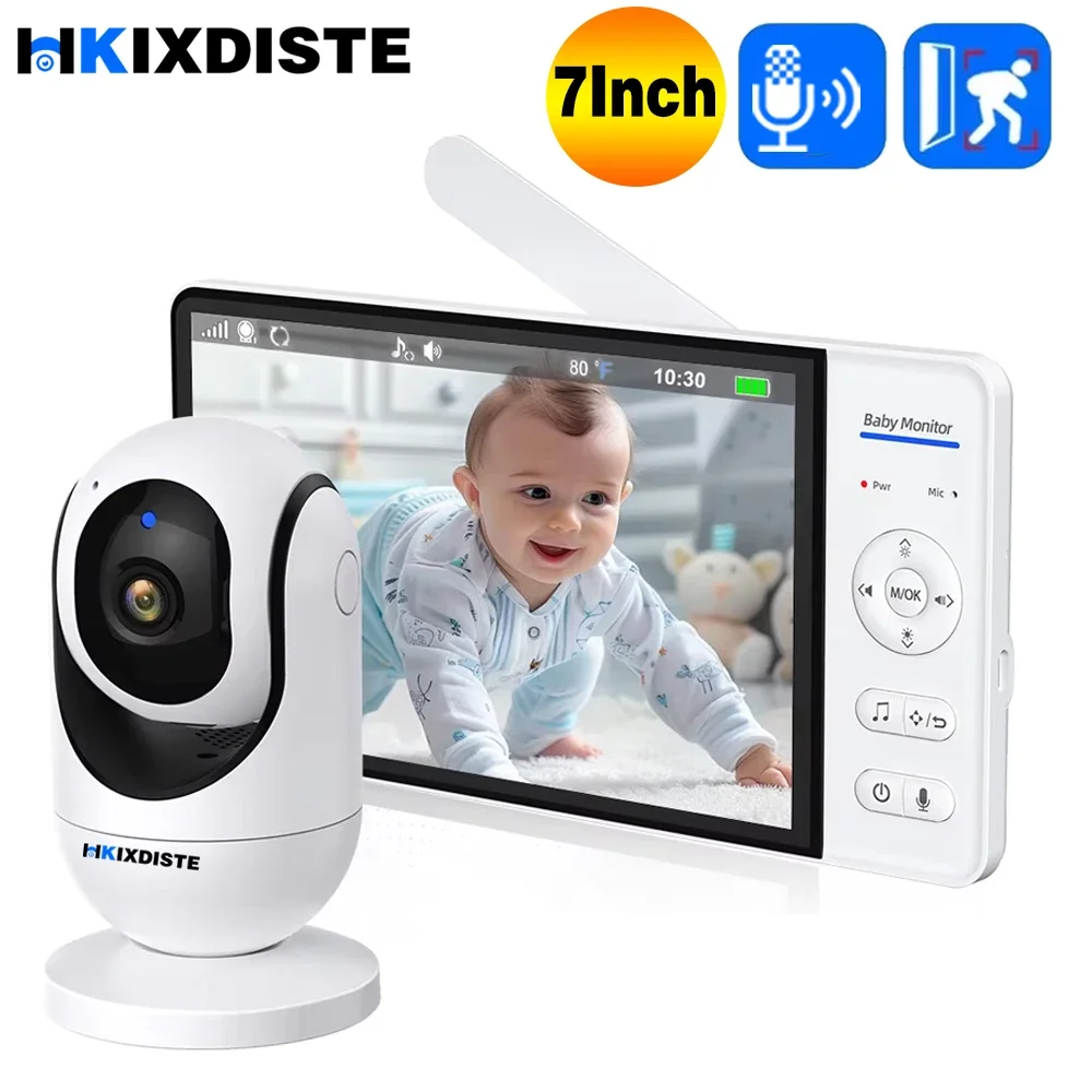 

720P HD Display IPS 7" Inch Screen Video Baby Monitor Support VOX Mode 24 Hour Battery Life 1000ft Range Split mode Babyphone